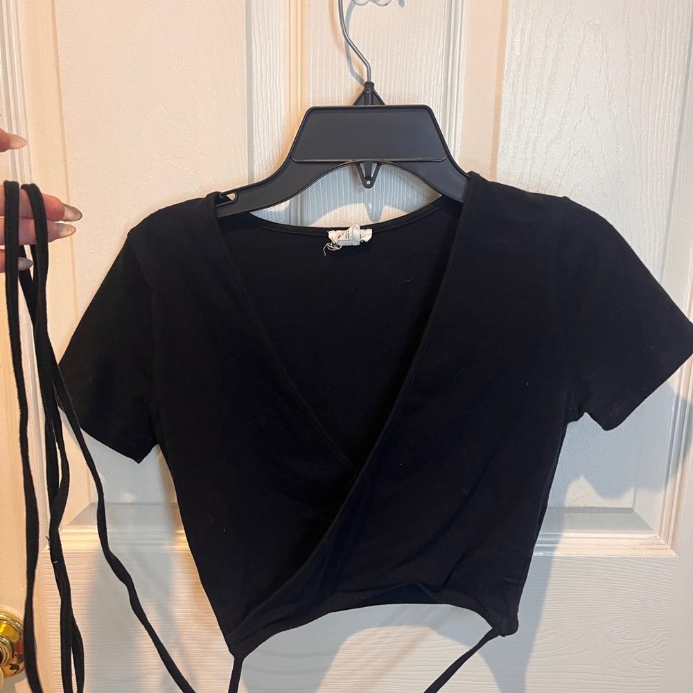 Black Wrap Crop Top